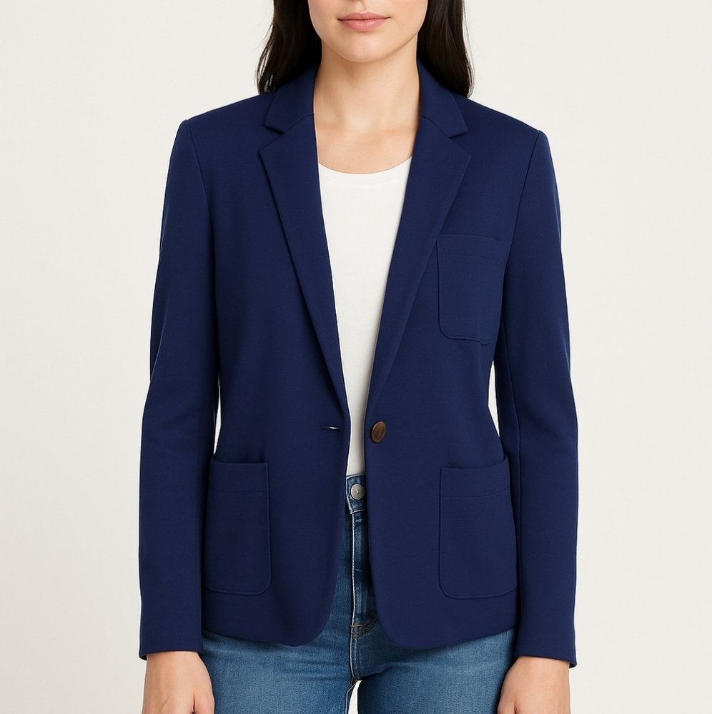 Lauren ralph lauren Navy Blue Knit Blazer gold button